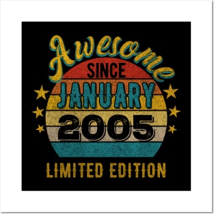 17 Year Old 17th Birthday Design for January 2005 born Limited Edition Legend BDay Gift Posters and Art